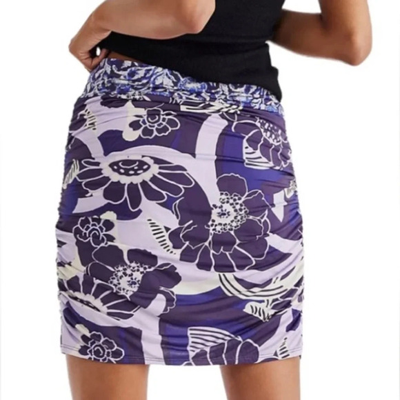 Free People She’s Something Else Retro  Mini Skirt Plum Combo Size M - Picture 4 of 10